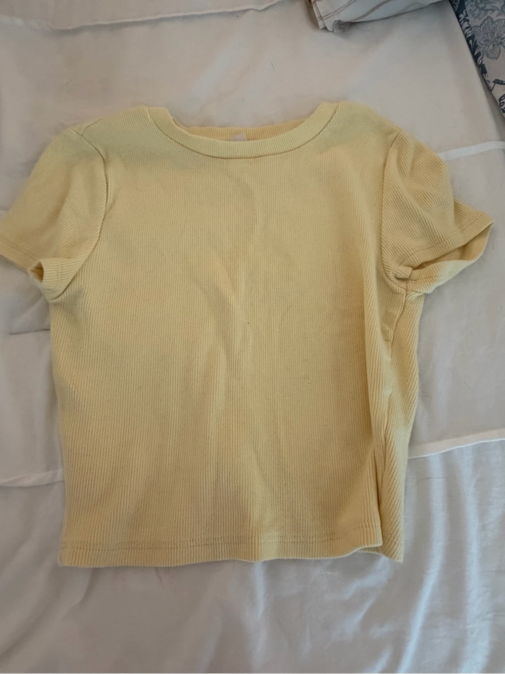 Garage Soft Pale Yellow Ribbed Short Sleeve Baby Tee - XS